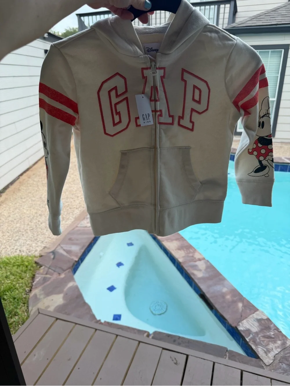 GAP Kids Cream Zip-Up Hoodie with Mickey & Minnie - Size XS 4-5 - New with tag